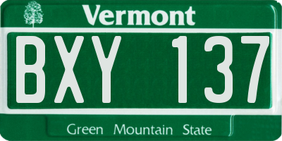 VT license plate BXY137