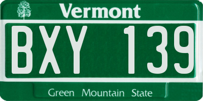 VT license plate BXY139