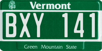 VT license plate BXY141