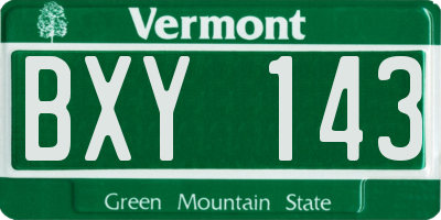 VT license plate BXY143