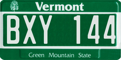 VT license plate BXY144