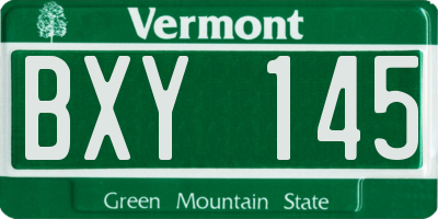 VT license plate BXY145