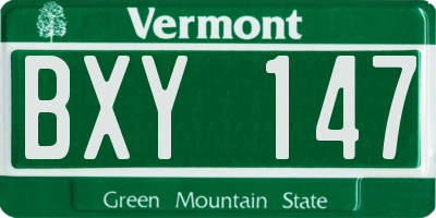 VT license plate BXY147