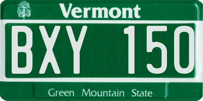 VT license plate BXY150