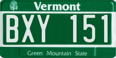 VT license plate BXY151