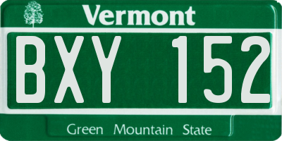VT license plate BXY152
