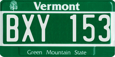 VT license plate BXY153