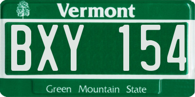 VT license plate BXY154