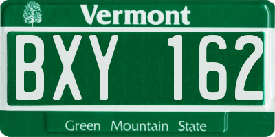VT license plate BXY162