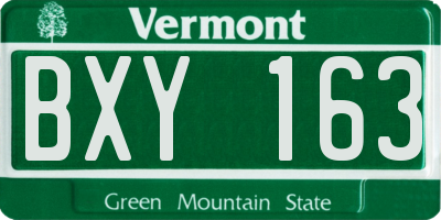 VT license plate BXY163