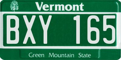 VT license plate BXY165