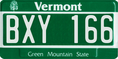 VT license plate BXY166