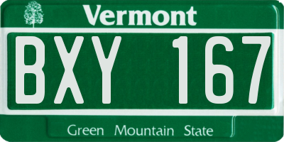 VT license plate BXY167