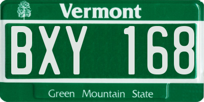 VT license plate BXY168
