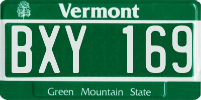 VT license plate BXY169