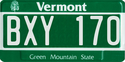 VT license plate BXY170