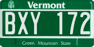 VT license plate BXY172