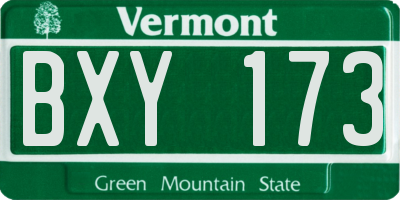 VT license plate BXY173