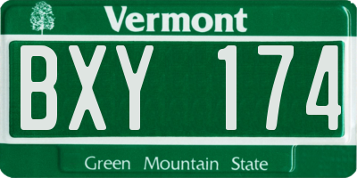 VT license plate BXY174