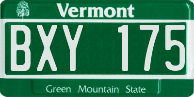 VT license plate BXY175