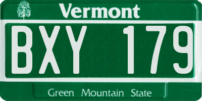 VT license plate BXY179