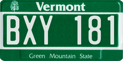 VT license plate BXY181