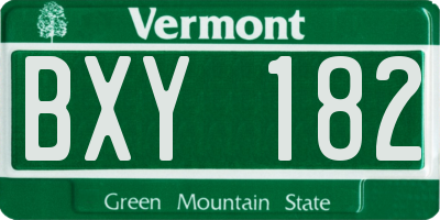 VT license plate BXY182