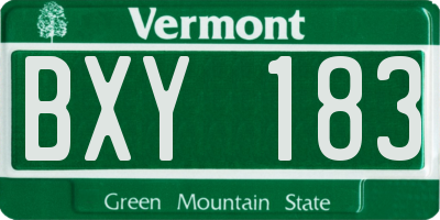 VT license plate BXY183