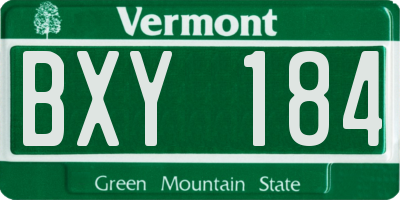 VT license plate BXY184