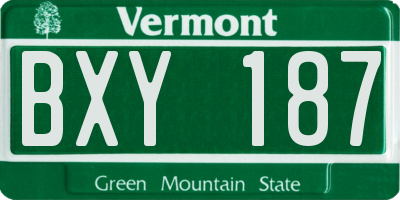 VT license plate BXY187