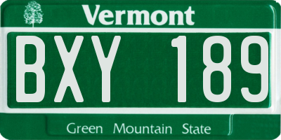 VT license plate BXY189