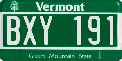 VT license plate BXY191