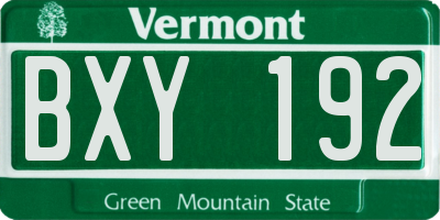 VT license plate BXY192
