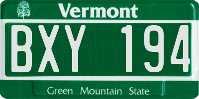 VT license plate BXY194
