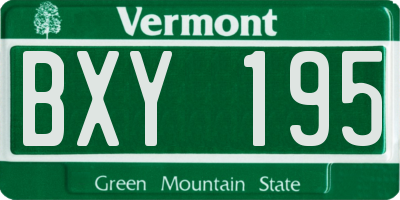 VT license plate BXY195