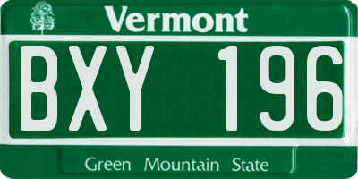 VT license plate BXY196
