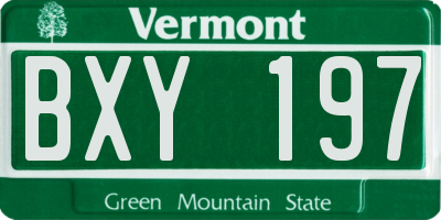 VT license plate BXY197