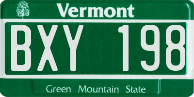 VT license plate BXY198