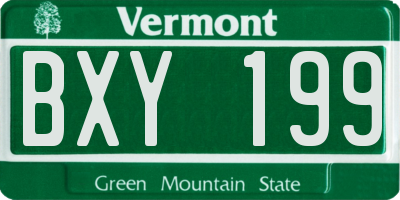 VT license plate BXY199