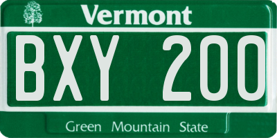 VT license plate BXY200
