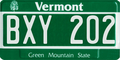 VT license plate BXY202