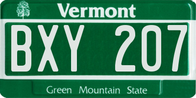 VT license plate BXY207