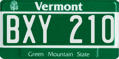 VT license plate BXY210
