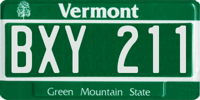 VT license plate BXY211