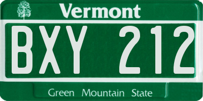 VT license plate BXY212