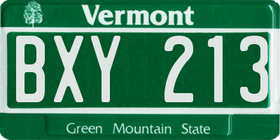 VT license plate BXY213