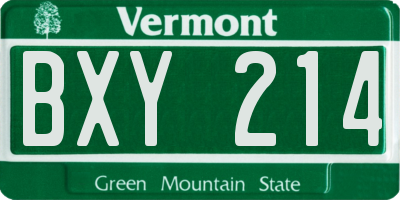 VT license plate BXY214