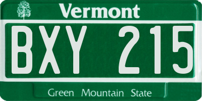 VT license plate BXY215