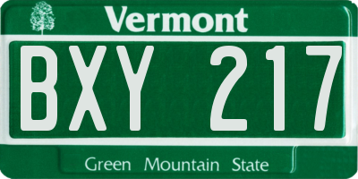 VT license plate BXY217