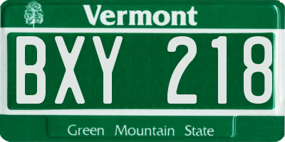 VT license plate BXY218